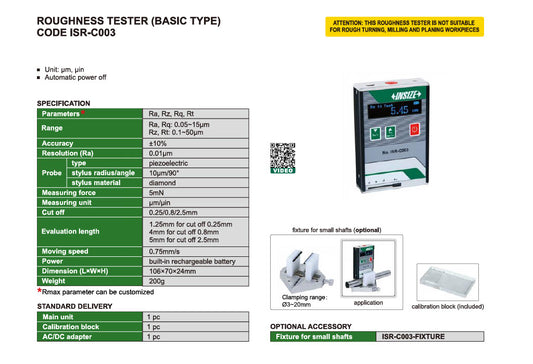 INSIZE ISR-C003 Portable Surface Roughness Tester (463L44)