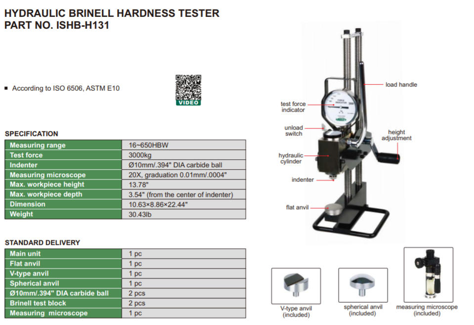 INSIZE ISHB-H131 specification sheet